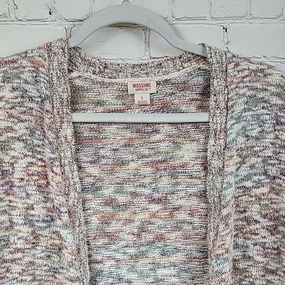 Mossimo Colorful Tan Space Dye Open Front Slub Knitted Sweater Cardigan Woman S - Picture 2 of 9
